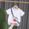 T-tröjor Baby flicka pojke vit t-shirt med tecknad väska spädbarn toddler barn t-shirt bomull kortärmad tee top 1-3Y