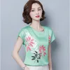 Korean Fashion Silk Women Blouses Flower Print Satin White Women Shirts Plus Size XXXL/4XL Blusas Femininas Elegante Ladies Tops 210315