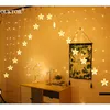 Ledstjärnig gardinljus Romantisk Fairy Garland String för Home Christmas Wedding Party Holiday Decorative Outdoor Y0720