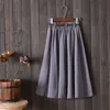 CRRIFLZ Midi hasta la rodilla falda de verano para mujer con cinturón moda coreana señoras cintura alta plisada A-line escuela falda femenina 210303