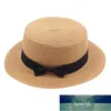 Ampla Brim Chapéus Verão Mulheres Chapéu De Palha Sólida Top Sun Visor UV Proteger Bowknot Beach Travel Sunhat Feminino