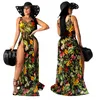 Mode chaude nouvelles femmes sexy multicolore robes de soirée 2023 été femmes fleurs chaudes impression robe fendue femme vêtements 9680