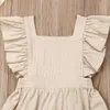 幼児キッズベビーガールコットンリネンノースリーブソリッドカラーパーティードレスSUNDRESS Q0716