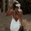 2022 Boho Mermaid Suknie ślubne Strapy Spaghetti Lace Backless Beach Sexy V-Neck Bohemian Bridal Suknie Eleganckie Vestidos de Noiva2886