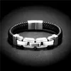 Woven Leather Wrapping Special Style Classic Stainless Steel Locomotive Chain Men's Bracelets For MenCharm Charm236M