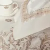 Svetanya Luksusowy Barok Europejski Ciemny Złoty Jedwabny Bawełniany Mieszanka Pościel Linens Jacquard Królowa King Duvet Cover Arkusze Poszewki 210706