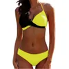 Reggiseno imbottito Bikini 2021 Donna Halter Costume da bagno sexy Push Up Plus Size Costumi da bagno Donna Bagnanti Costume da bagno micro bikini giallo L X0522