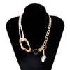 Unique Chunky Thick Chain Neckalce Big Baroque Pendant Necklace Exaggerated Geometric Pearl Bead Choker Neck Jewelry Women