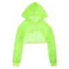 Kvinnor gröda toppar mesh fisknet skjorta blus strand avslappnad långärmad ihålig ut hoodies pullovers solskydd topp gata y0825