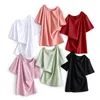 Manga curta branca camisetas Mulheres verão ocasional o pescoço t-shirt feminino sólido básico bottoming tops mais tamanho 210526