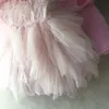 Ragazze dolci anno rosa principessa fiore vestito di lusso per bambini tutù di pelliccia indumenti per la piccola festa di fionda vestido 210529