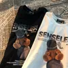 Cotton summer short-sleeved T-shirt female Harajuku design sense bear niche American loose trend half-sleeved wild couple top 210623