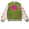 Varsity Jackets Men Heart Letter Baseball Jacket Color Block Hip Hop Streetwear Bomber College Coat Fashion Windbreaker 220301
