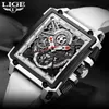 Étanche Hommes Montres LIGE Top Marque De Luxe Silicone Quartz Montre Carrée Hommes Date Sport Horloge Mâles Relogio Masculino + Boîte 210527