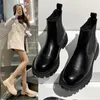 Inverno Botas Mulheres Estilo Britânico 2021 Novo Outono Retro Selvagem Selvagem Grosseira Aumentado Chelsea Motocicleta Botas de Motocicleta Mulheres Sapatos Y1018