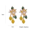 Dynda żyrandol nowy kwiat cytrynowy kwiat kolczyki prezenty rhinestone długie kropla kolczyki kobiety kryształowe oświadczenie earringjewlery hurtownie