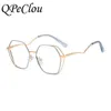 ファッションサングラスフレーム2021金属多角形アンチブルーメガネ女性ビンテージ中空光透明眼鏡フレーム女性眼鏡