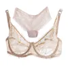 Bras sätter sexiga transparenta kvinnor bh set underkläder ultra-tunna och trosor spetsar bralette korta b kopp underkläder