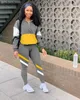 Women Tracksuits Two Pieces Set Designer Multi Color Line Stitching Splicing Leisure Sports Suits Ladies Casual Outfits Sportwear 10 Colours