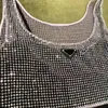 Women's Tanks & Camis 2021 Crystal Mesh Fabric Summer Sundresses Top Amazing Iron-on Diamonds Vest Crop Gothic Clothes Silk Lining Strap