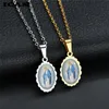 Pendant Necklaces ICAM Catholic Rhinestone Oval Prayer Virgin Mary Necklace Classic Our Lady Of Guadalupe Medal Coin Amulet