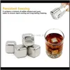 Ice Buckets And Coolers 304 Stainless Steel Ice Cube Reusable Chilling Stones For Whiskey Keep Your Drink Longer Cold Metal Red Wine Cooling