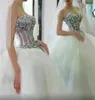 Luxus Brautkleider Ballkleid Schatz Kristall Perlen Pailletten Tüll Langes Hochzeitskleid Brautkleid nach MaßRobe De Mariee