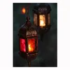 Wit Balck Rood Vintage Metaal met Glas Opknoping Tea Light Votiver Kandelaar Lantaarns Marokkaanse Kerstmis Kerstmis 210722