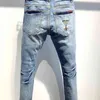 Europejski styl DSQ Włochy Marka Mężczyźni Dżinsy Spodnie Mężczyźni Slim Biker Denim Proste Spodnie Dziury Niebieskie Spodnie Slim Dla 210716