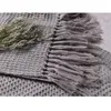 Blankets 9Cotton Solid Knitted Waffle Plaid Blanket With Tassel Nordic Modern Soft For Bed Chair Sofa Couch Home Nap Gray