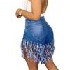 Liooil Neon Tassel Jeans Shorts Kvinnor Sommar Elastisk Hög midja Bomull Jean Short Plus Size Sexig Denim Club 210724