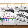 Homesky Bedding Set Piano Keyboard Music Note Duvet Cover Queen Size Bed Linne Comforter 100% Mikrofiber Sängkläder C0223