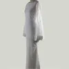 Robes de soirée ameision femmes ivoire en dentelle sirène 2021 robe longue scoop en pleine ligne la longueur du sol