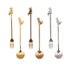 NEWStainless Steel Mini Cat Kitten Spoons for Coffee Tea Dessert Drink Mixing Milkshake Spoon Tableware Cake Fork EWE5734