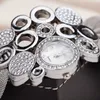 Les femmes regardent le bracelet de mode de luxe incrusté de bracelet de montre en maille dames montres à quartz décontractées robe montre-bracelet 210616