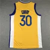 MI08 męskie 2022 75. Miasto Blue Stephen Curry Basketball Jerseys #30 Czarno-białe żółte koszulki w stylu vintage S-xxl