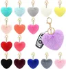 Pendentif boule en peluche artificielle, couleur unie, accessoire en laine, Imitation lapin, porte-clés pour sac de téléphone, pendentifs, cadeaux pour adultes et enfants