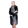 Старинные серые пушистые искусственные меховые пальто женщины теплые монастыренные длинные RY поддельные зимние вариант осенью элегантная вечеринка пальца 211213