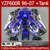Body +Tank For YAMAHA Thundercat YZF600R YZF 600R White blue 600 R 96-07 Bodywork 86No.84 YZF-600R 1996 1997 1998 1999 2000 2001 YZF600-R 96 02 03 04 05 06 07 Fairings