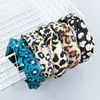 Europeu e EUA moda headbands para mulheres meninas atacado 6cm largura leopardo impressão rosto lavar faixas de cabelo