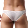 Sous-vêtements Sexy hommes sous-vêtements slips voir à travers la dentelle homme culotte Gay Sissy Rose rouge T pantalon Jockstrap U convexe bref Bikini