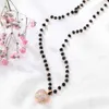 Trendig kärlek hjärta choker halsband för kvinna cz zircon 3d pendant svart pärlstav kedja halsor smycken party gåvor hel 2020