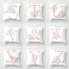 Home Pink Alphabet Bedroom Sofa Decorative Pillow Nordic Style Peach Skin Cushion Cover Pillowcase