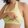 Ll Soutien-gorge de sport sexy pour femme - Débardeur de yoga à suspendre au cou - Dos en tissu pliable - Sous-vêtements - Doux au toucher - Haut doux avec bonnets amovibles