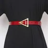 Nouveau triangle de vache en cuir authentique en cuir boucle boucle femme ceinture féminine longue ceinture pour femmes corset cummerbunds