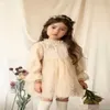 Flower Girl Dresses Autumn Pearl Collar Long Sleeve Embroidery Star Fluffy Princess Dress Kids Clothes 2-6T E20722 210610