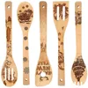 2022 new 5pcs/set Teak Natural Wood Tableware Scraper Spoon Colander Special Nano Soup Skimmer Cooking Spoons Wooden Kitchen Tool Kit