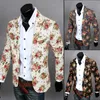 Whole- Mens Royal Red Floral Blazer Slim Fitted Party Single Breasted Blazers Men One Button Suit Jacket Stage Costumes For Si325b