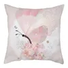 Coussin/oreiller décoratif dessin animé nordique rose fleur imprimé housse de coussin 45x45cm super doux court taie d'oreiller en peluche coussins cas maison