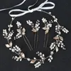 Hair Clips & Barrettes Luxury Leaf Flower Headbands Hairpins For Wedding Accessories Pearls Crystal Headdress Bridal Engagement Jewelry
